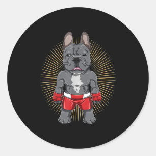Hund Lover   Brave French Bulldog Fighter Runder Aufkleber