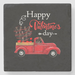 Hund Lover   Chocolate Labrador Happy Valentine Steinuntersetzer