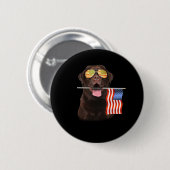 Hund Lover | Chocolate Labrador, USA - Flagge Button (Vorne & Hinten)