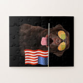 Hund Lover | Chocolate Labrador, USA - Flagge Puzzle (Horizontal)