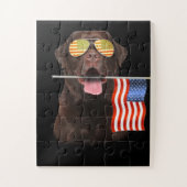 Hund Lover | Chocolate Labrador, USA - Flagge Puzzle (Vertikal)