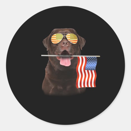 Hund Lover | Chocolate Labrador, USA - Flagge Runder Aufkleber (Vorderseite)