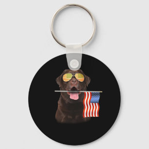 Hund Lover Chocolate Labrador, USA - Flagge Schlüsselanhänger