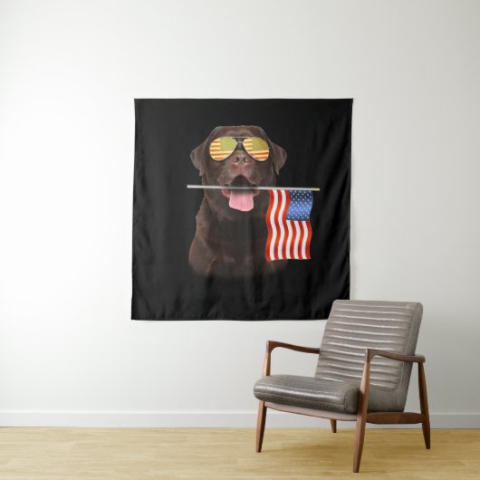 Hund Lover | Chocolate Labrador, USA - Flagge Wandteppich (Beispiel)