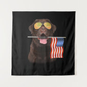 Hund Lover | Chocolate Labrador, USA - Flagge Wandteppich (Vorderseite)