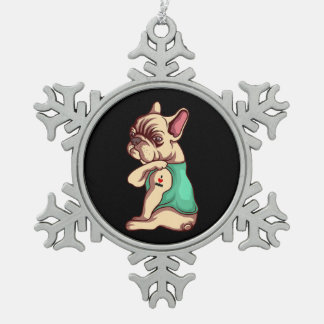 Hund Lover | Coole französische Bulldog I Liebe Ma Schneeflocken Zinn-Ornament