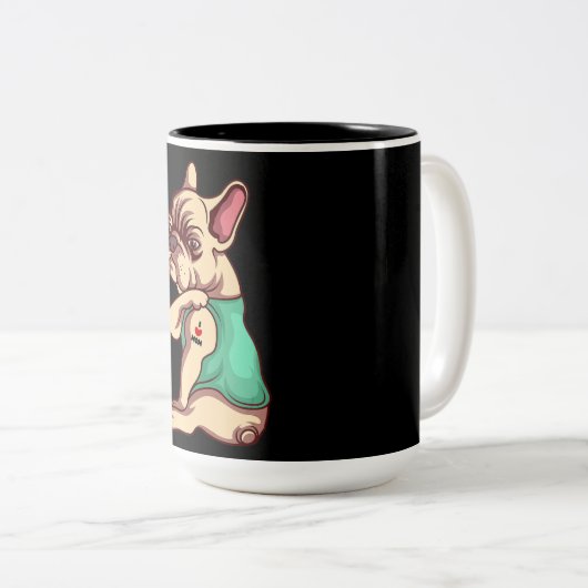 Hund Lover | Coole französische Bulldog I Liebe Ma Zweifarbige Tasse (VorderseiteRechts)