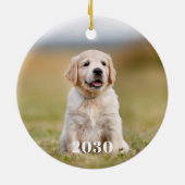 Hund Lover Custom Modernes einfaches Foto Keramikornament (Hinten)