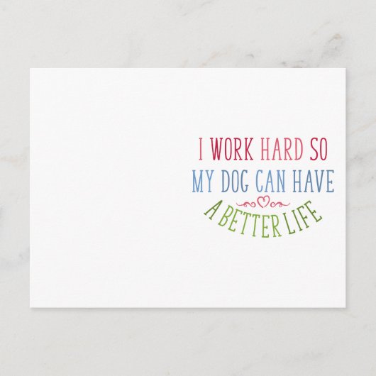 Hund Lover Design Ich arbeite hart Postkarte (Vorderseite)