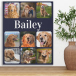 Hund Lover Foto Collage Personalisiert Navy Blue Künstlicher Leinwanddruck<br><div class="desc">Feiern Sie Ihren besten Freund mit einem benutzerdefinierten Foto Collage Leinwand gedruckt. Egal ob Sie einen neuen Welpen haben, oder um sich jedes Jahr die besonderen Momente zu merken, jedes Tier verdient eine personalisierte Foto Leinwand ! Unsere Hund-Foto-Leinwand hat 9 Fotos, fett monogramm Namen zu personalisieren .Siehe 'Personalize this template',...</div>