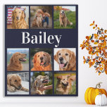 Hund Lover Foto Collage Personalisierte Tier Navy  Künstlicher Leinwanddruck<br><div class="desc">Feiern Sie Ihren besten Freund mit einem benutzerdefinierten Foto Collage Leinwand gedruckt. Egal ob Sie einen neuen Welpen haben, oder um sich jedes Jahr die besonderen Momente zu merken, jedes Tier verdient eine personalisierte Foto Leinwand ! Unsere Hund-Foto-Leinwand hat 9 Fotos, fett monogramm Namen zu personalisieren .Siehe 'Personalize this template',...</div>