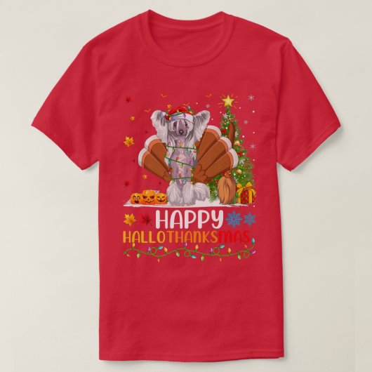 Hund Lover Funny Happy Chinese Crested Dog HalloTh T-Shirt (Design vorne)