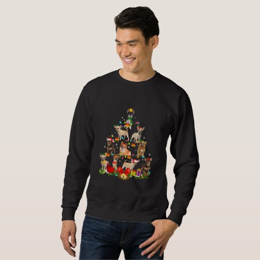 Hund Lover Geschenke Chihuahua Baum Weihnachtslich Sweatshirt (Vorne ganz)