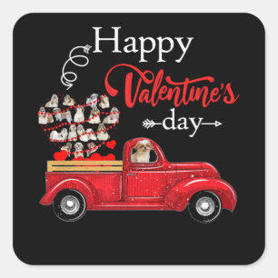 Hund Lover Happly Valentine Day Shih Tzu Quadratischer Aufkleber