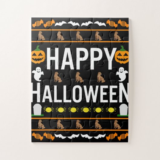 Hund Lover | Happy Halloween Chocolate Labrador Puzzle (Vertikal)
