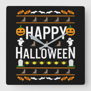 Hund Lover   Happy Halloween Chocolate Labrador Quadratische Wanduhr