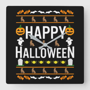 Hund Lover Happy Halloween Chocolate Labrador Quadratische Wanduhr