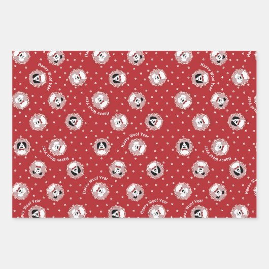 Hund Lover "Happy Woof Year" Geschenkpapier Set (Vorderseite 3)