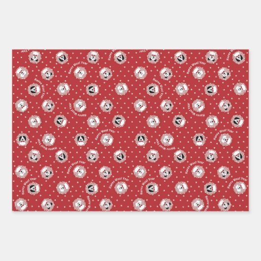 Hund Lover "Happy Woof Year" Geschenkpapier Set (Vorderseite)