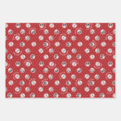 Hund Lover "Happy Woof Year" rote Paw Print Geschenkpapier Set (Vorderseite)