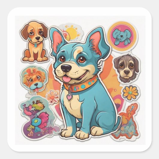 Hund Lover hat Freude: Quadratischer Aufkleber (Vorderseite)