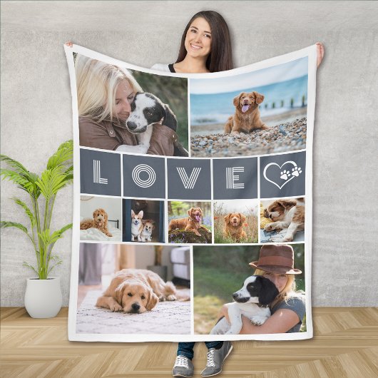 Hund Lover Herz Liebe Foto Collage Fleecedecke