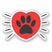 Hund Lover Herz und Pfoten Print Aufkleber (Vorderseite)
