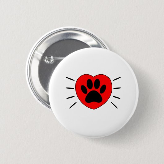 Hund Lover Herz und Pfoten Print Button (Vorne & Hinten)