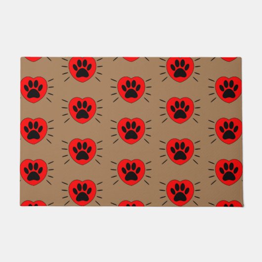 Hund Lover Herz und Pfoten Print Fußmatte (Vorderseite)