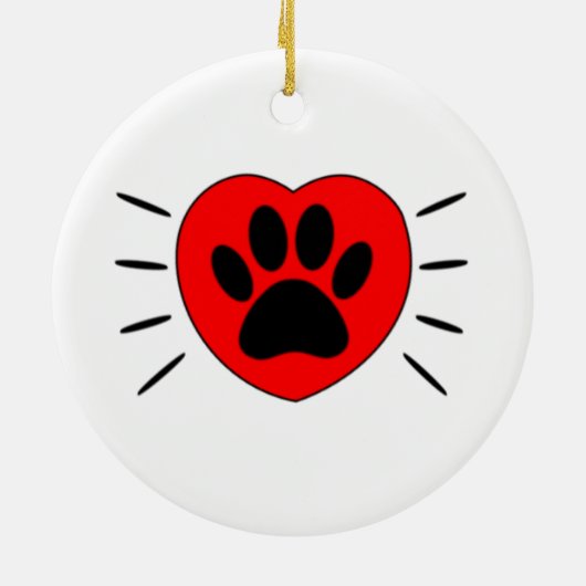 Hund Lover Herz und Pfoten Print Keramik Ornament (Hinten)