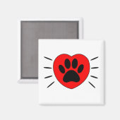 Hund Lover Herz und Pfoten Print Magnet (Vorderseite/Rückseite)