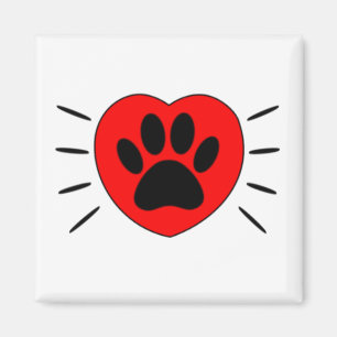 Hund Lover Herz und Pfoten Print Magnet