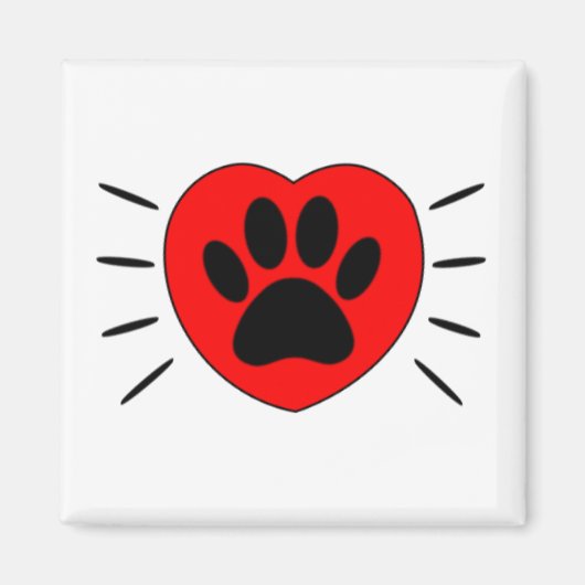 Hund Lover Herz und Pfoten Print Magnet (Vorne)