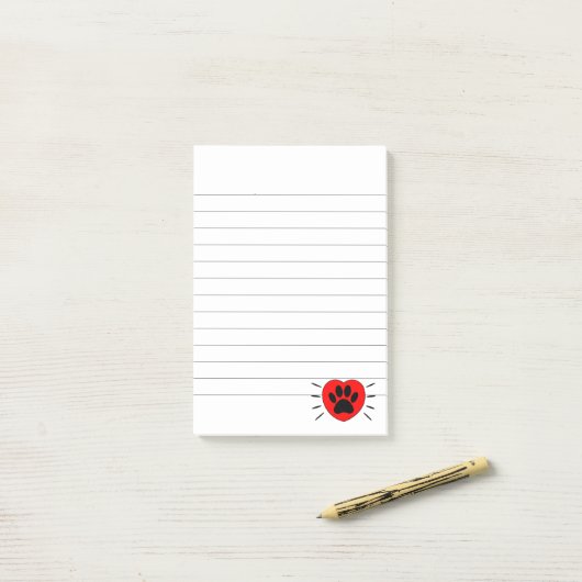 Hund Lover Herz und Pfoten Print Post-it Klebezettel (Auf Schreibtisch)