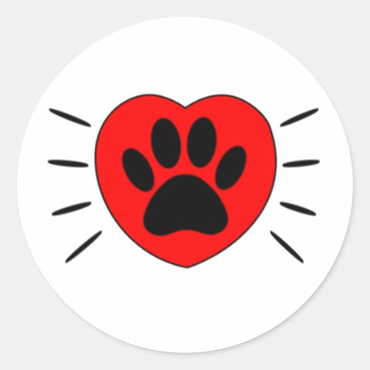 Hund Lover Herz und Pfoten Print Runder Aufkleber (Vorderseite)