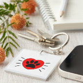 Hund Lover Herz und Pfoten Print Schlüsselanhänger (Vorderseite rechts)