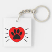 Hund Lover Herz und Pfoten Print Schlüsselanhänger (Rückseite)