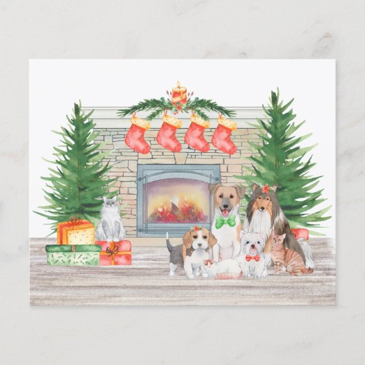 Hund Lover Hunde Katzen Weihnachtskarte (Vorderseite)