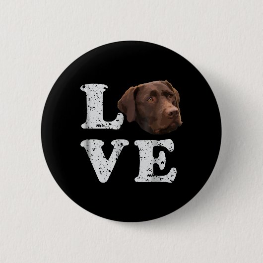 Hund Lover | I Liebe Chocolate Labrador Retriever Button (Vorderseite)