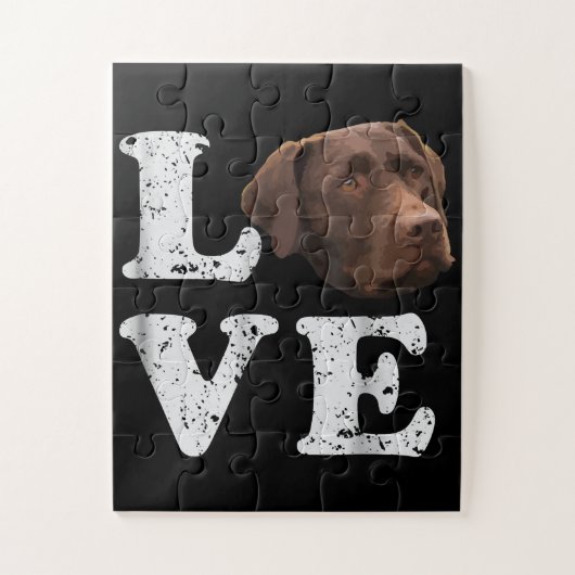 Hund Lover | I Liebe Chocolate Labrador Retriever Puzzle (Vertikal)