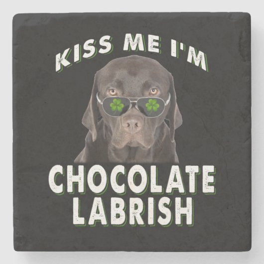Hund Lover | Kiss Me I'm Chocolate Labrish Steinuntersetzer (Vorderseite)