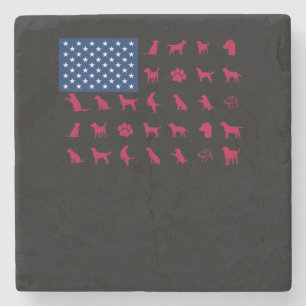 Hund Lover Labrador Retriever USA American Flag Steinuntersetzer