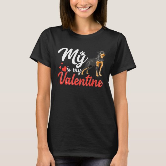 Hund Lover mein Rottweiler ist mein Valentine T-Shirt (Vorderseite)