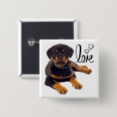 Hund Lover Niedlich Puppy Liebe Rottweiler Button (Vorne & Hinten)