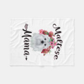 Hund Lover | Niedliche maltesische Mama Dog Blume Fleecedecke (Vorderseite (Horizontal))