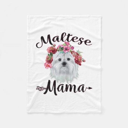 Hund Lover | Niedliche maltesische Mama Dog Blume  Fleecedecke (Vorderseite)