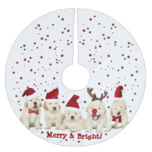 Hund Lover - Niedliche Puppen - Weihnachten Golden Polyester Weihnachtsbaumdecke