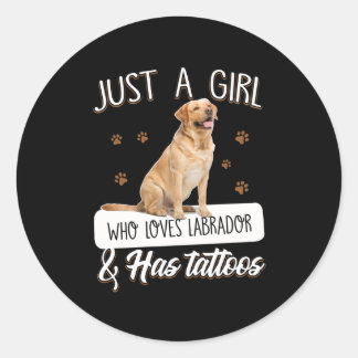 Hund Lover | Nur ein Mädchen, das Labrador Tattoos Runder Aufkleber