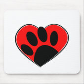 Hund Lover Paw Print und rotes Herz Mousepad (Vorne)