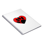 Hund Lover Paw Print und rotes Herz Notizblock (Rechte Seite)